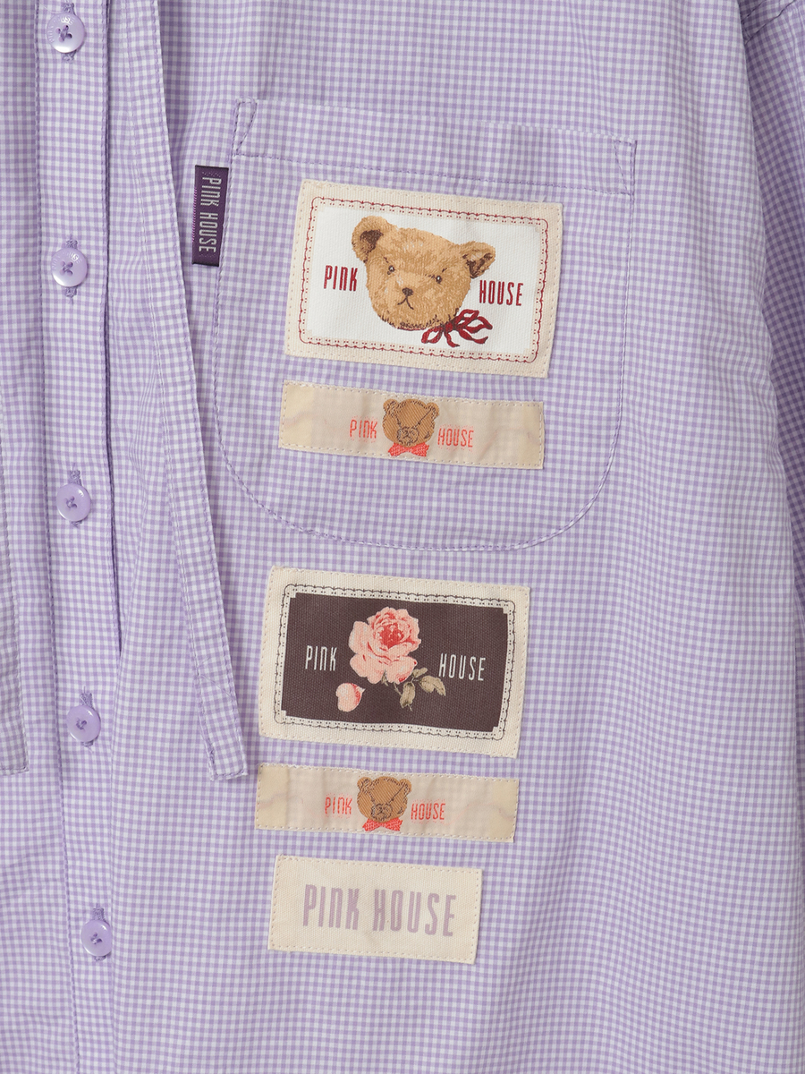 ネームワッペン使いギンガムフードブラウス 詳細画像 クロ 7