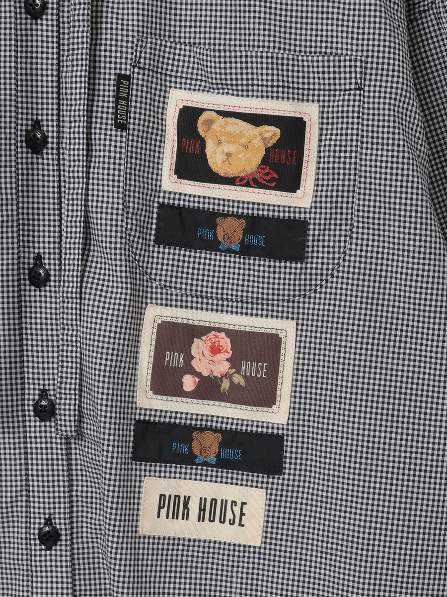 ネームワッペン使いギンガムフードブラウス 詳細画像 クロ 8