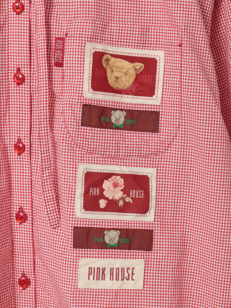 ネームワッペン使いギンガムフードブラウス 詳細画像 クロ 9