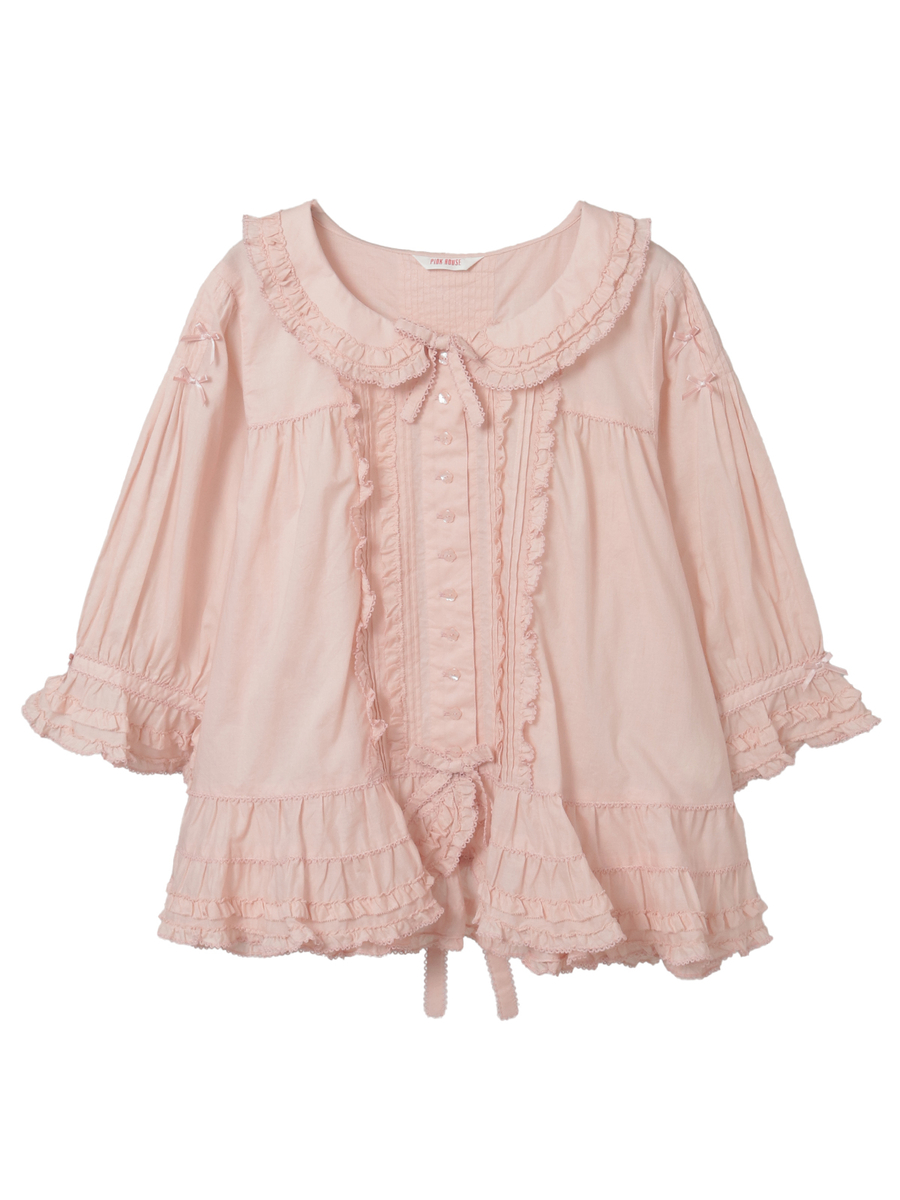 襟付きローンブラウス 詳細画像 ペールピンク 1