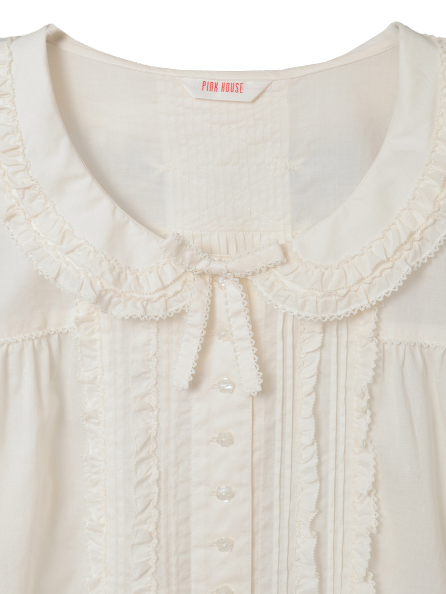 襟付きローンブラウス 詳細画像 ペールピンク 16