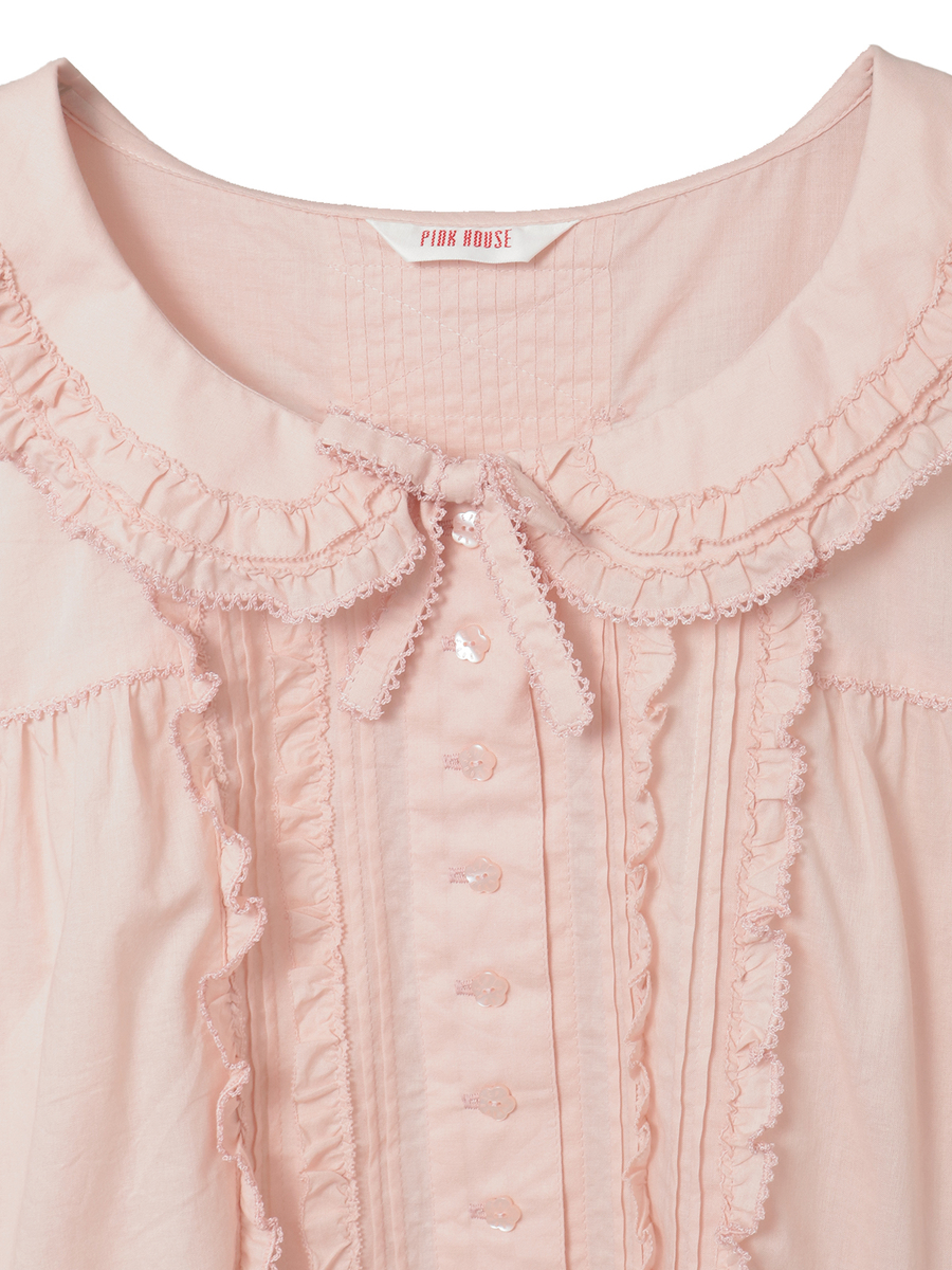 襟付きローンブラウス 詳細画像 ペールピンク 3