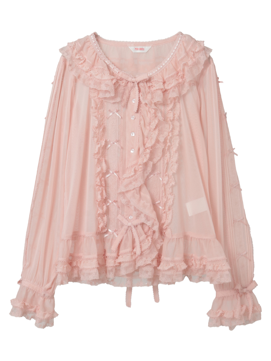 ソフトチュールブラウス 詳細画像 ピンク 1