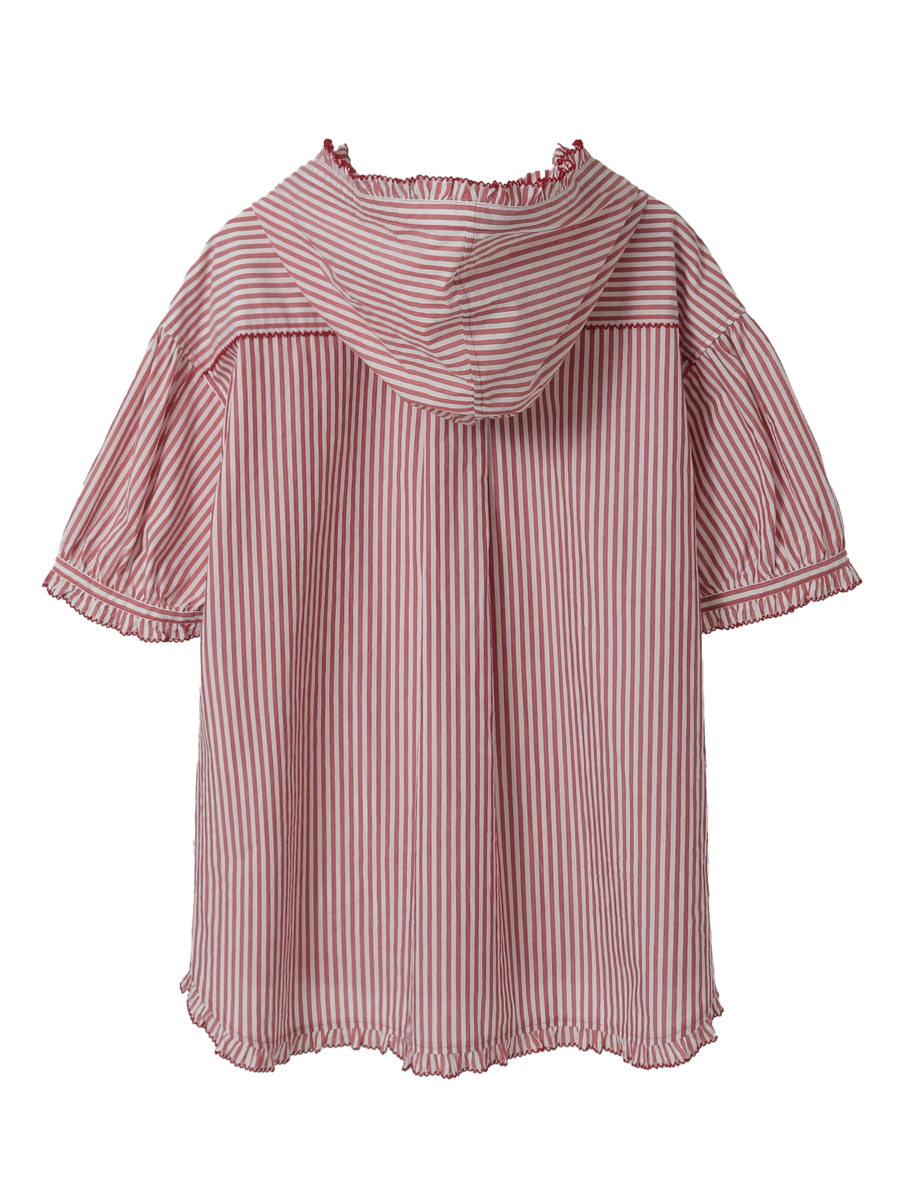 ストライプフードブラウス 詳細画像 アカ 2