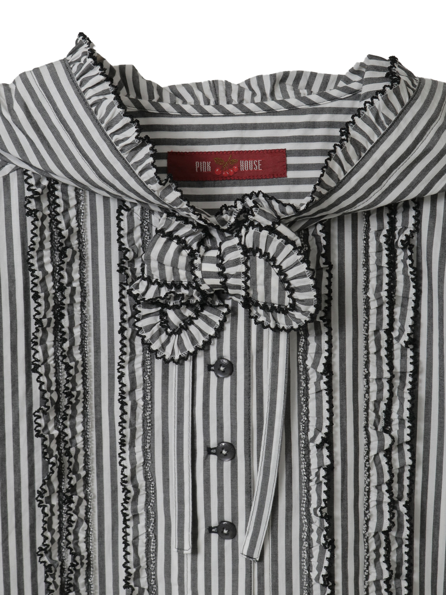 ストライプフードブラウス 詳細画像 アカ 7