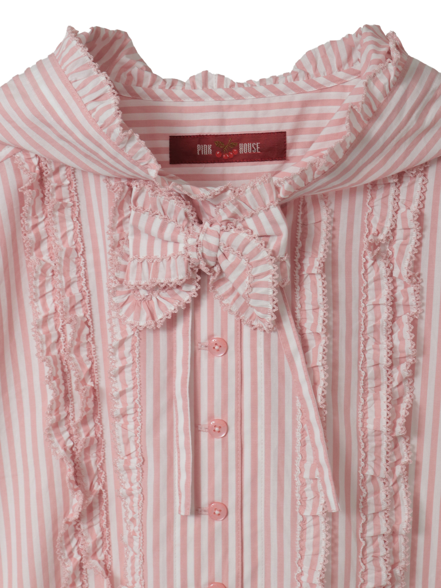 ストライプフードブラウス 詳細画像 アカ 8