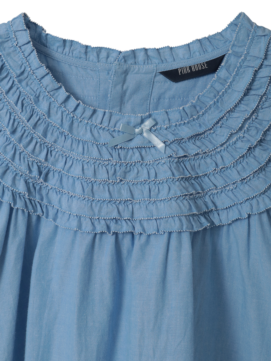 ヨークフリル使いブラウス 詳細画像 シロ 3