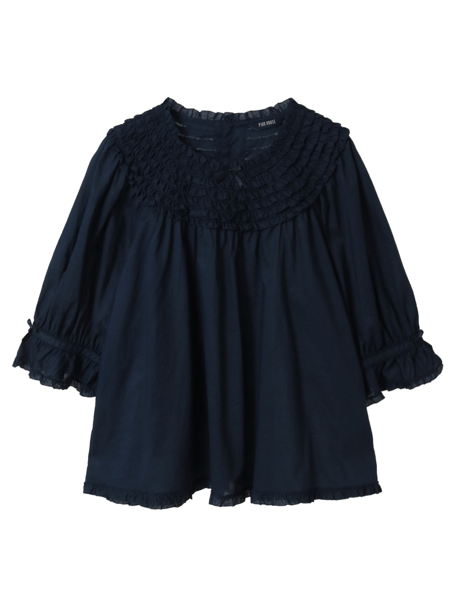 ヨークフリル使いブラウス 詳細画像 ネイビー 1