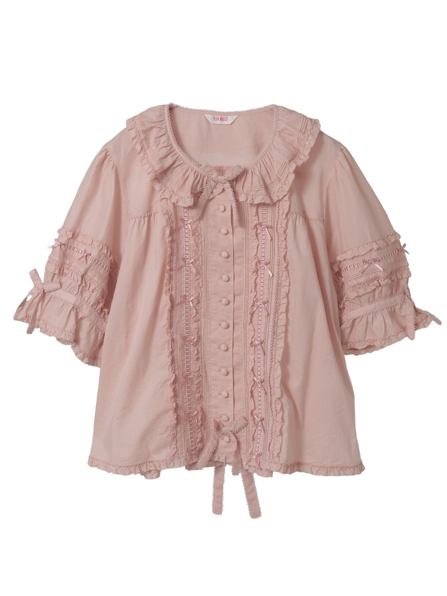 フリル襟付きブラウス 詳細画像 ピンク 1