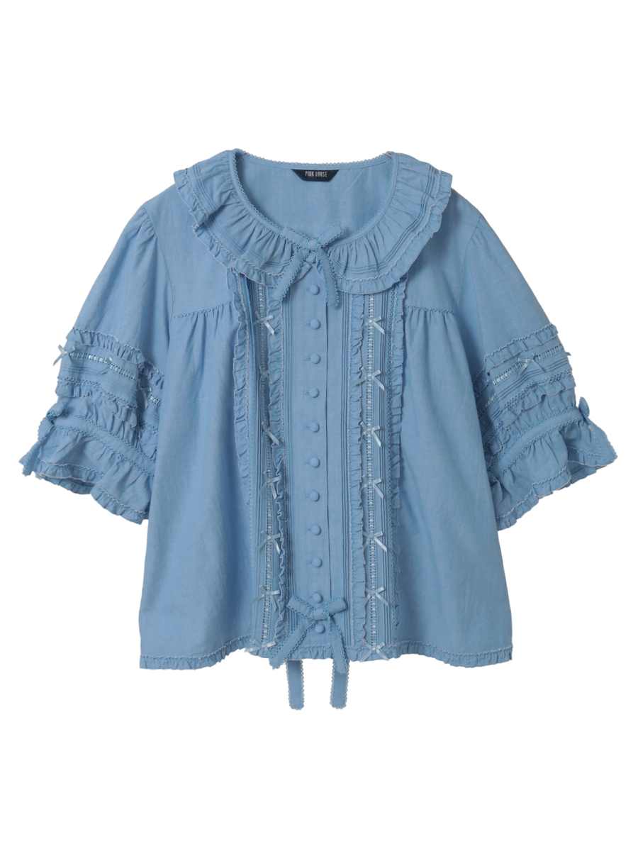 フリル襟付きブラウス 詳細画像 ダンガリーコン 1