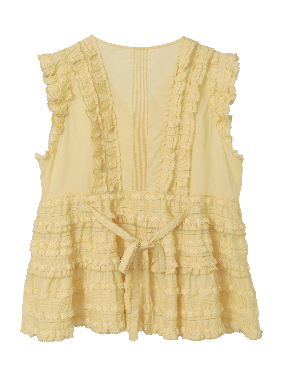 レース使いローンブラウス 詳細画像 イエロー 2