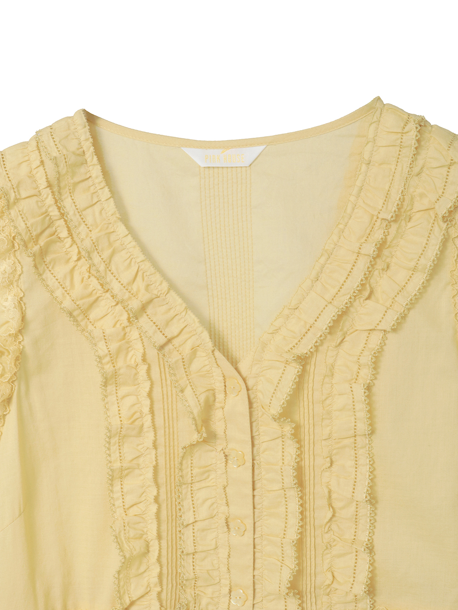 レース使いローンブラウス 詳細画像 イエロー 3