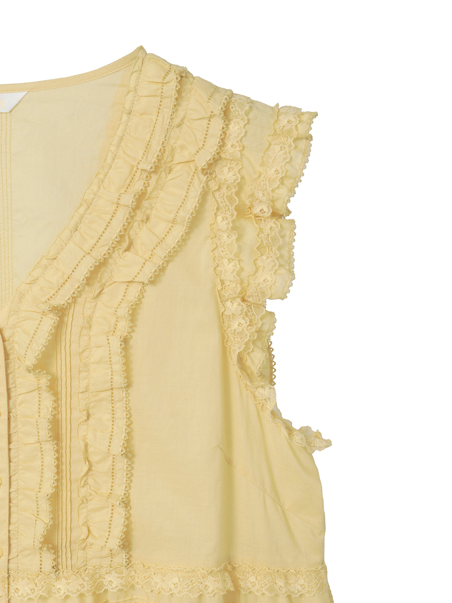 レース使いローンブラウス 詳細画像 イエロー 4