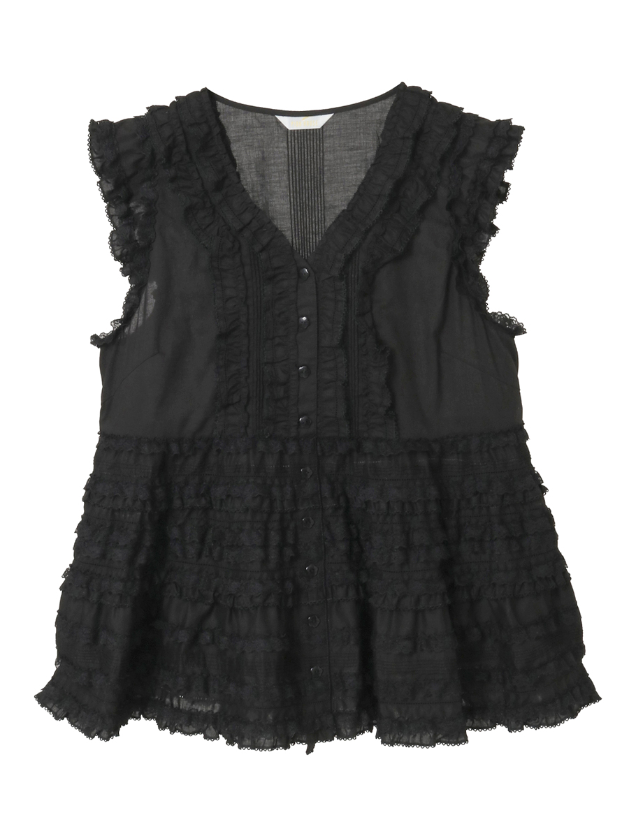 レース使いローンブラウス 詳細画像 クロ 1