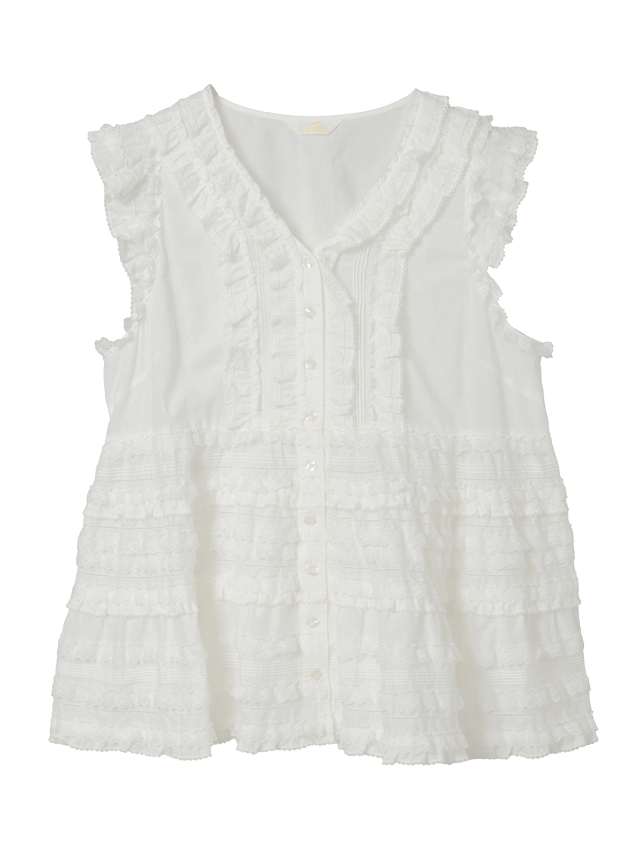 レース使いローンブラウス 詳細画像 シロ 1