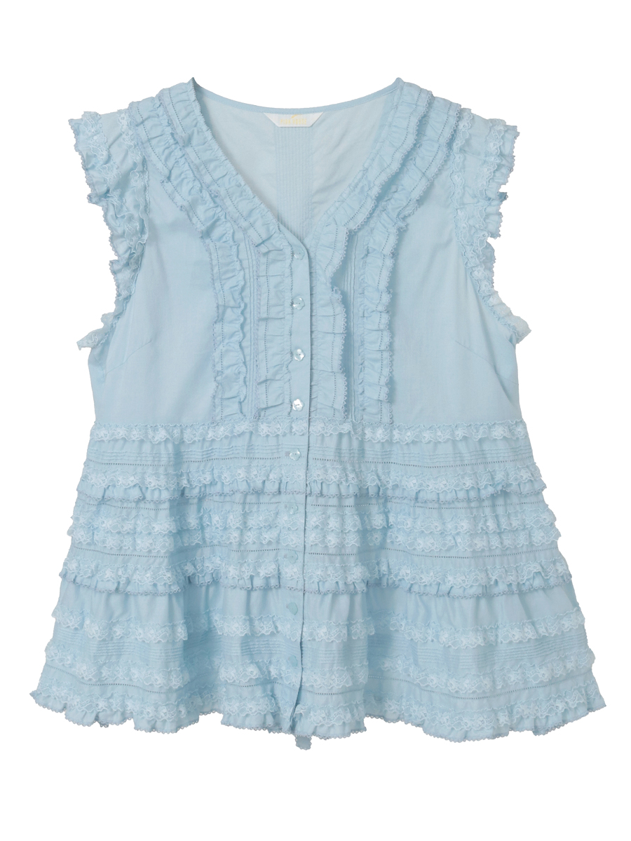 レース使いローンブラウス 詳細画像 ブルー 1