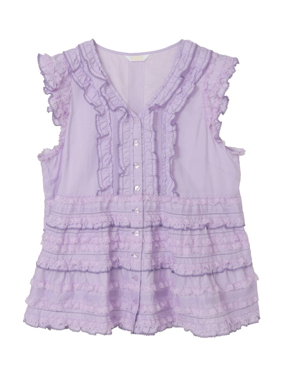 レース使いローンブラウス 詳細画像 パープル 1