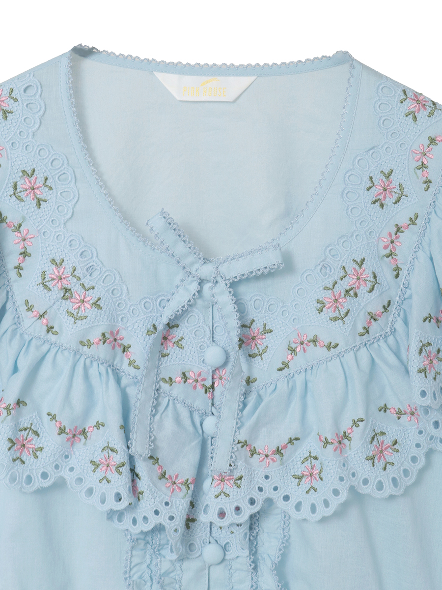 フラワーエンブレース使いブラウス 詳細画像 シロ 10