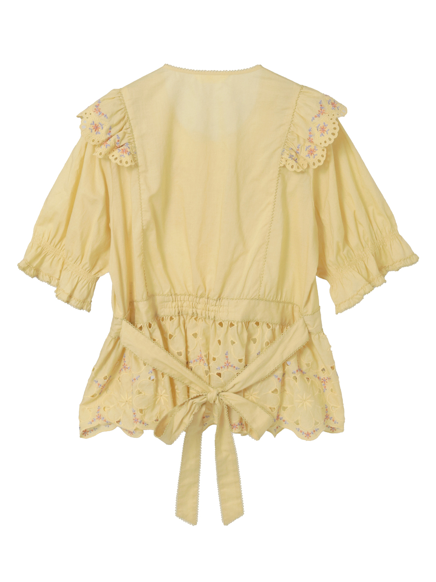 フラワーエンブレース使いブラウス 詳細画像 シロ 2