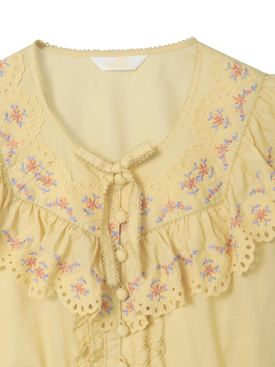 フラワーエンブレース使いブラウス 詳細画像 シロ 3