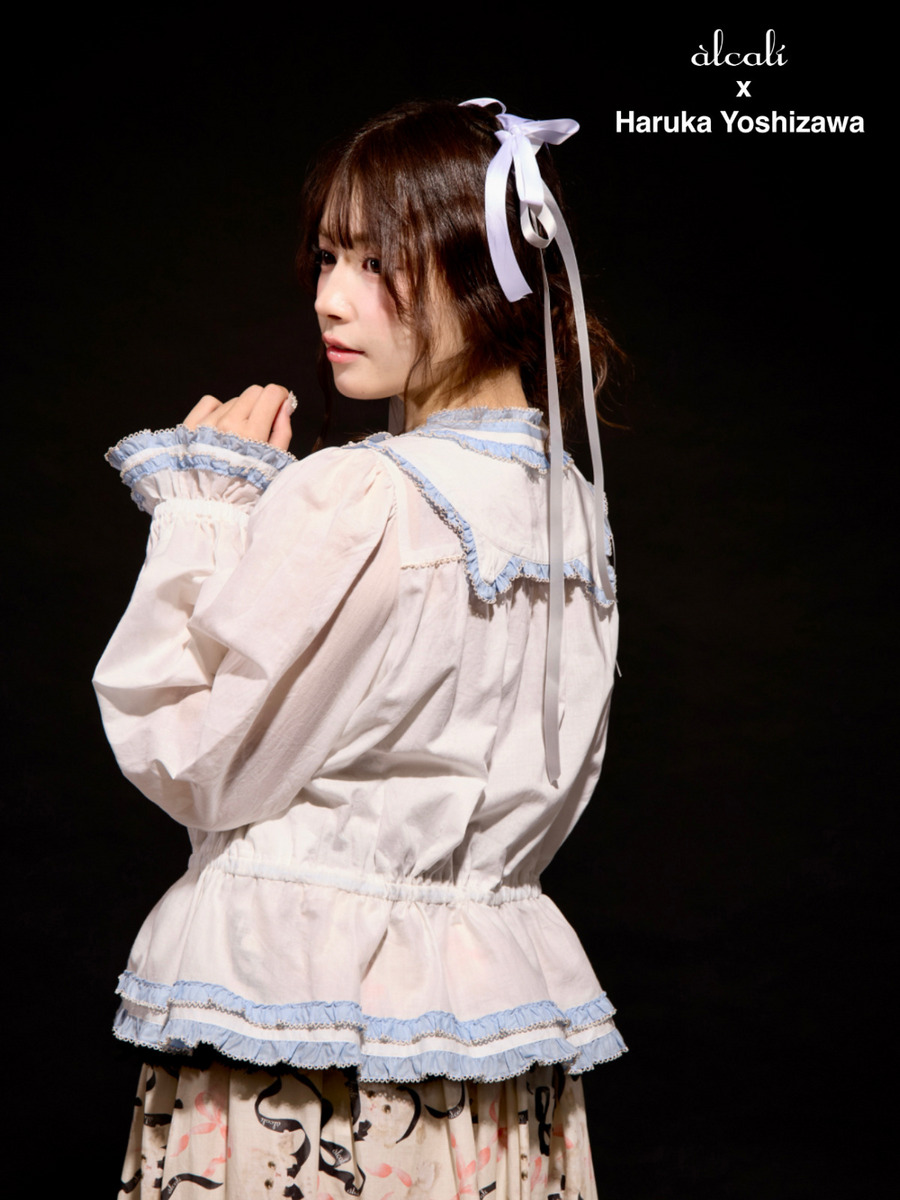 【alcali x Haruka Yoshizawa】猫耳付け襟ローンブラウス 詳細画像 オフホワイト 2