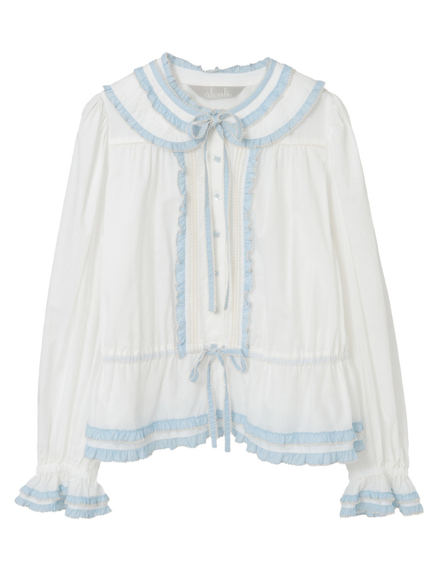 【alcali x Haruka Yoshizawa】猫耳付け襟ローンブラウス 詳細画像 オフホワイト 3