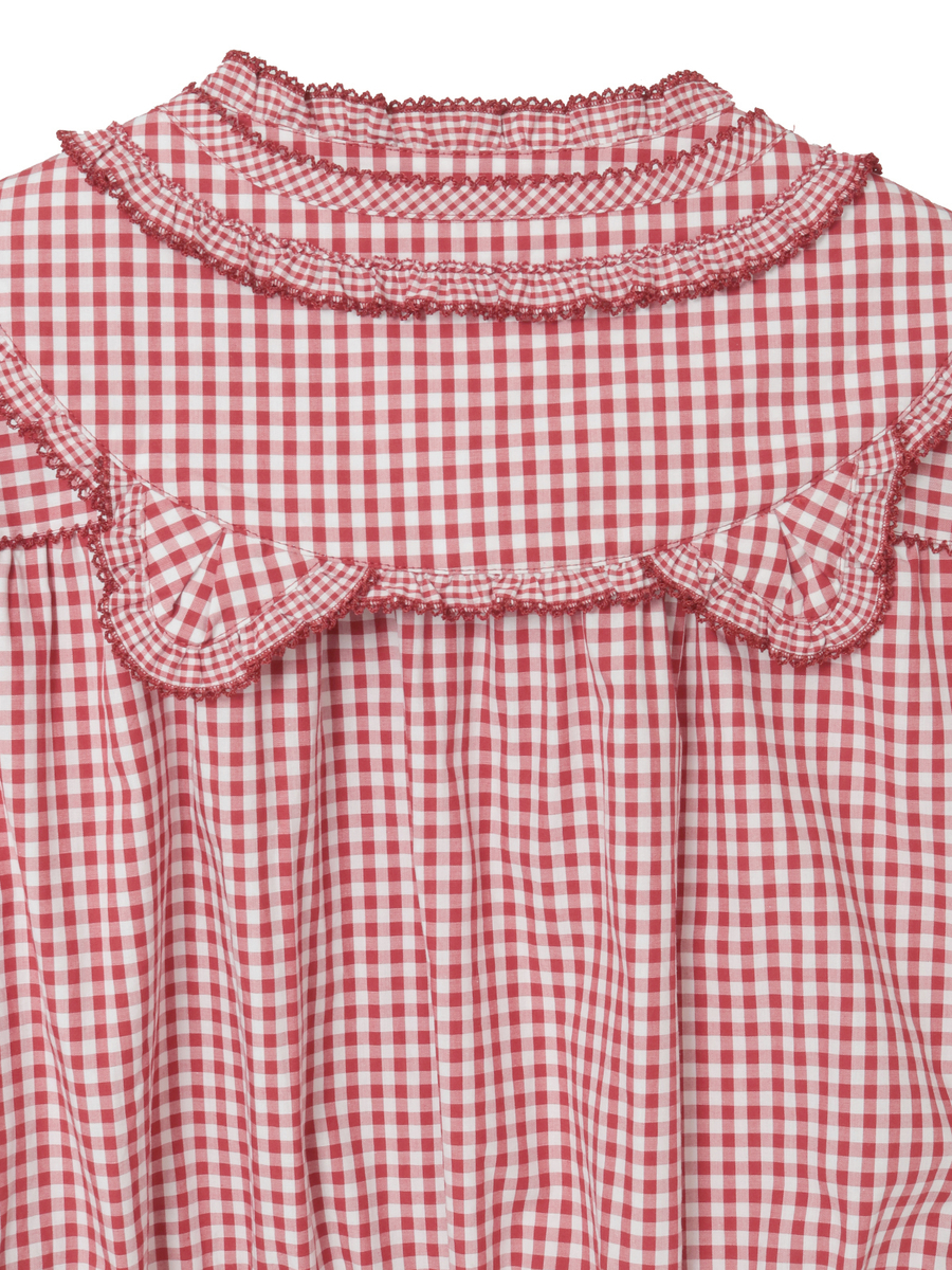 【alcali x Haruka Yoshizawa】猫耳付け襟チェックブラウス 詳細画像 レッド 4