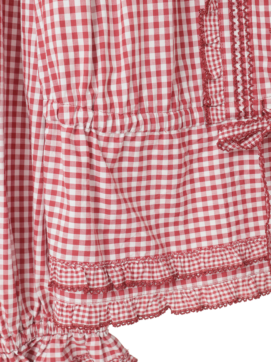 【alcali x Haruka Yoshizawa】猫耳付け襟チェックブラウス 詳細画像 レッド 6