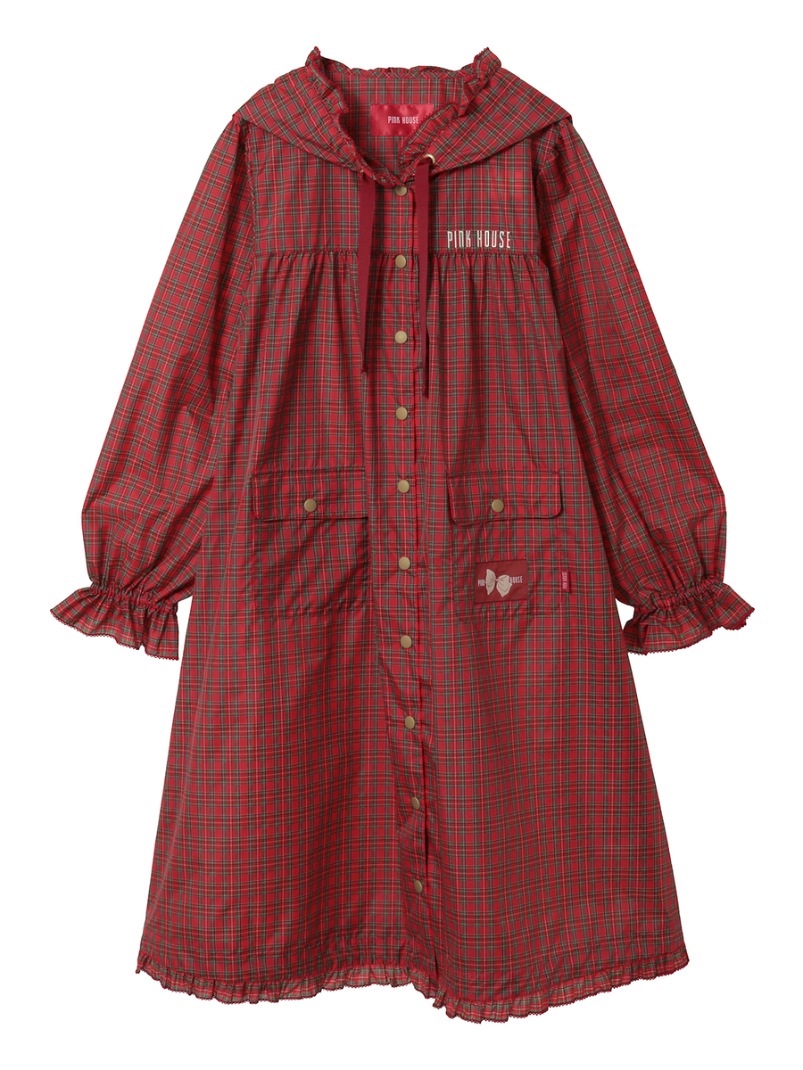 フリル使いレインコート 詳細画像 アカチェック 1