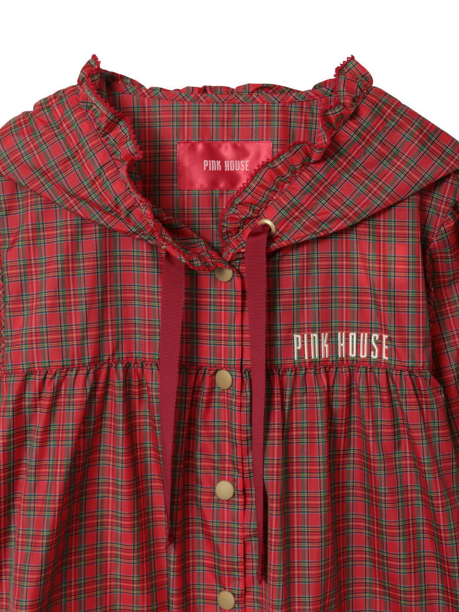 フリル使いレインコート 詳細画像 アカチェック 3