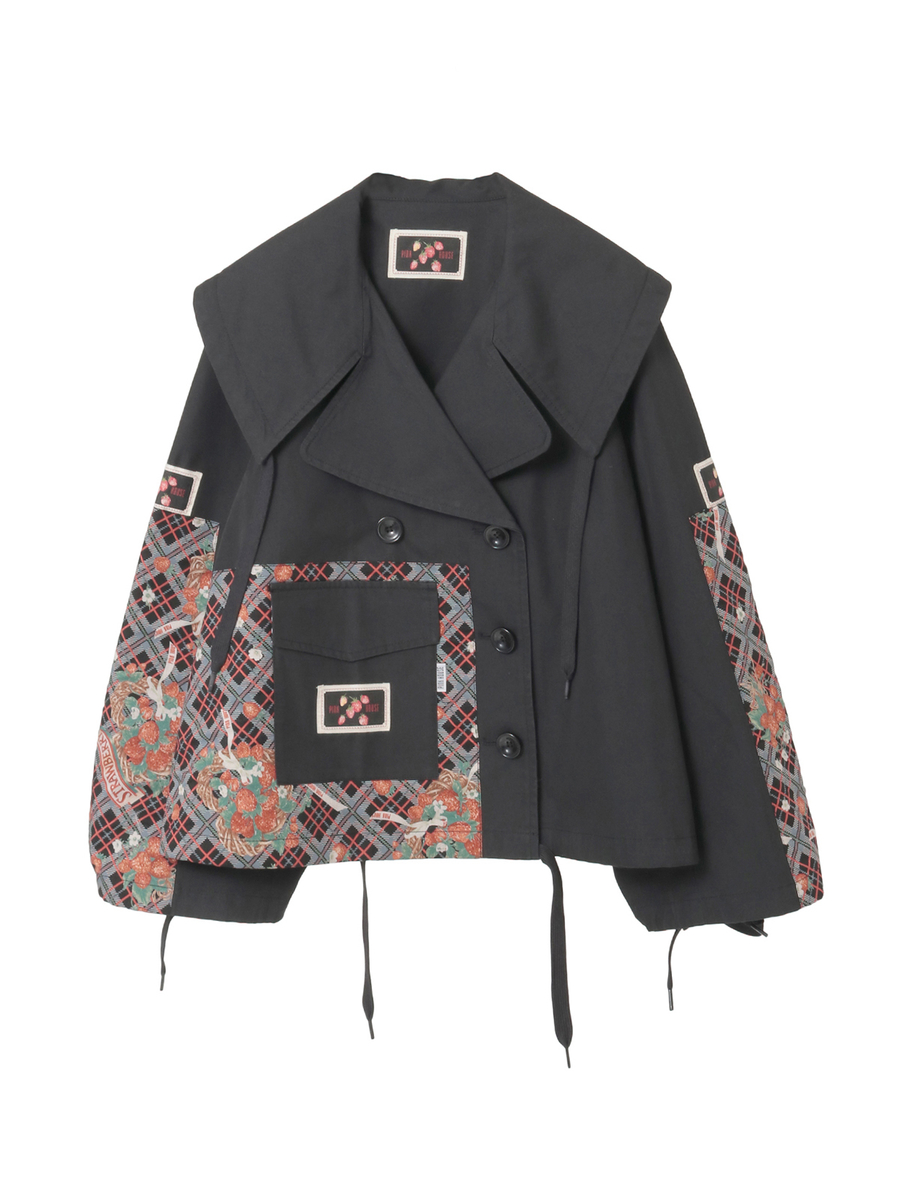 苺リースプリント使いジャケット 詳細画像 クロ 1