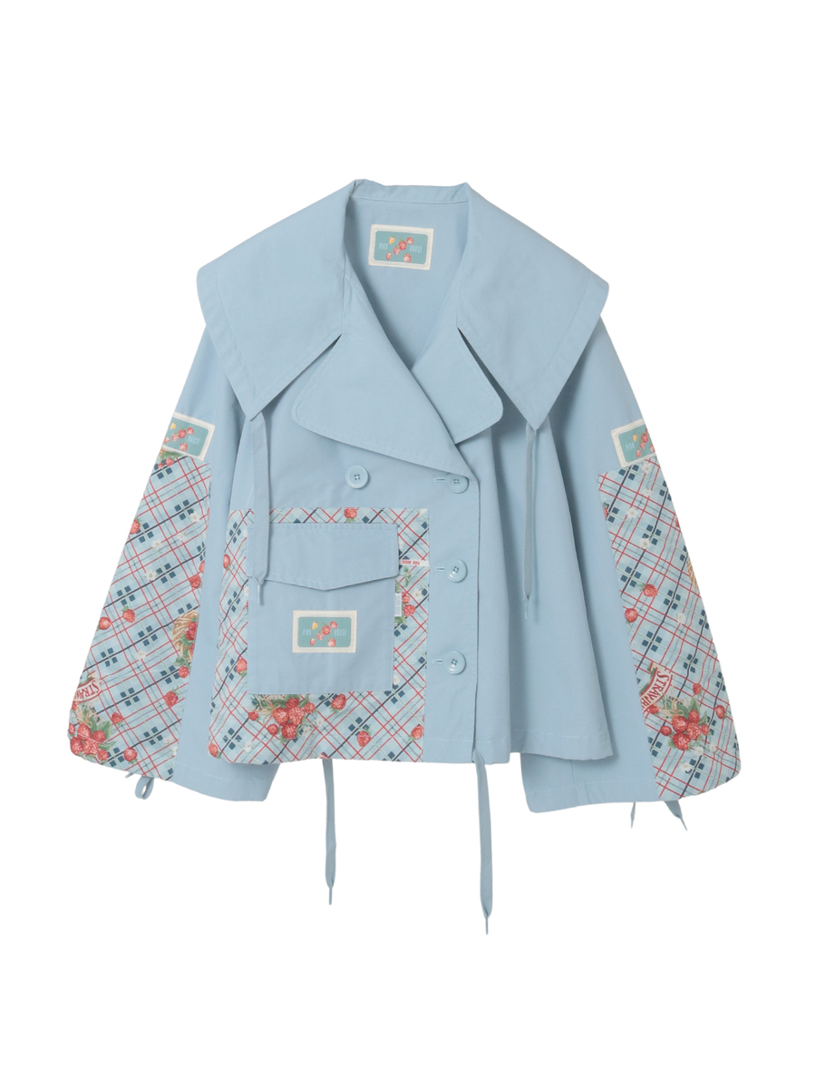 苺リースプリント使いジャケット 詳細画像 ブルー 1