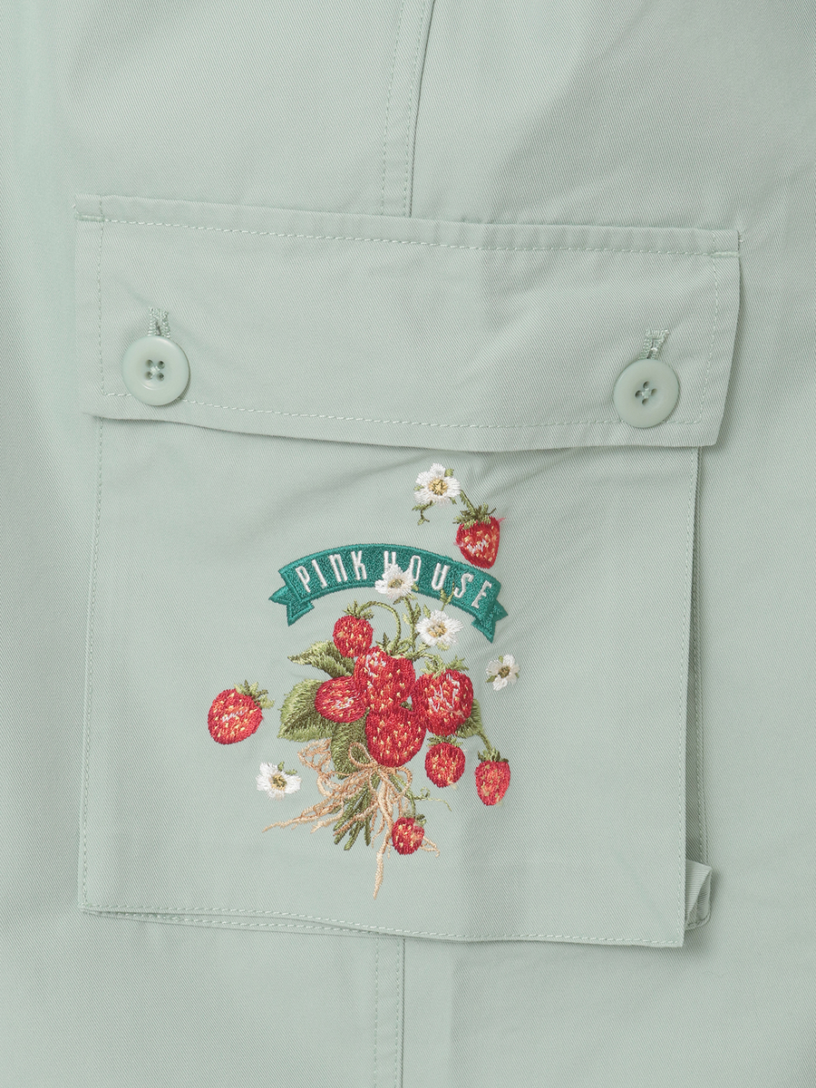 苺ブーケ刺繍カーゴパンツ 詳細画像 グリーン 16