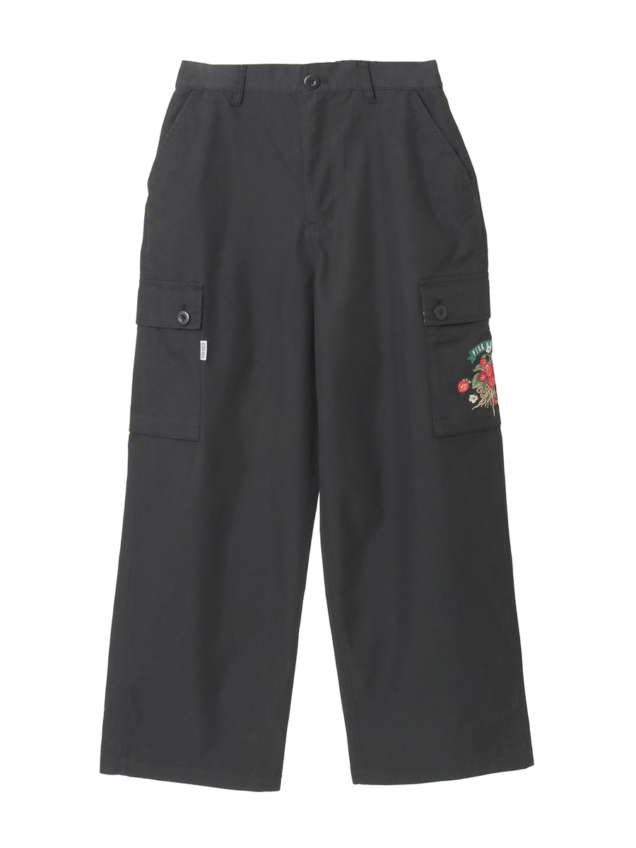 苺ブーケ刺繍カーゴパンツ 詳細画像 クロ 1