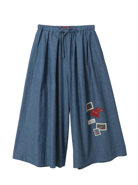 ネームワッペン使いダンガリーワイドパンツ