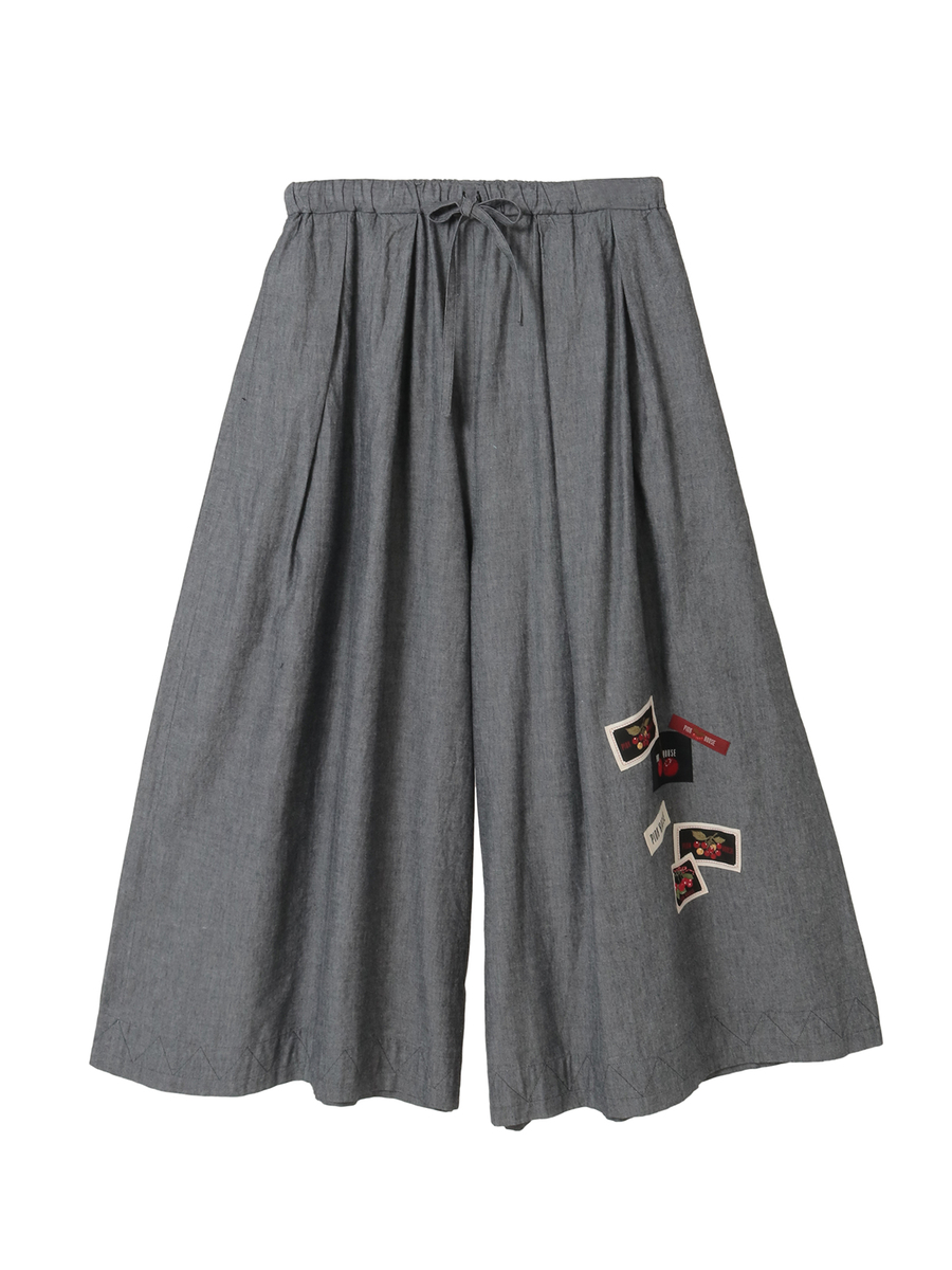 ネームワッペン使いダンガリーワイドパンツ 詳細画像 クロ 1