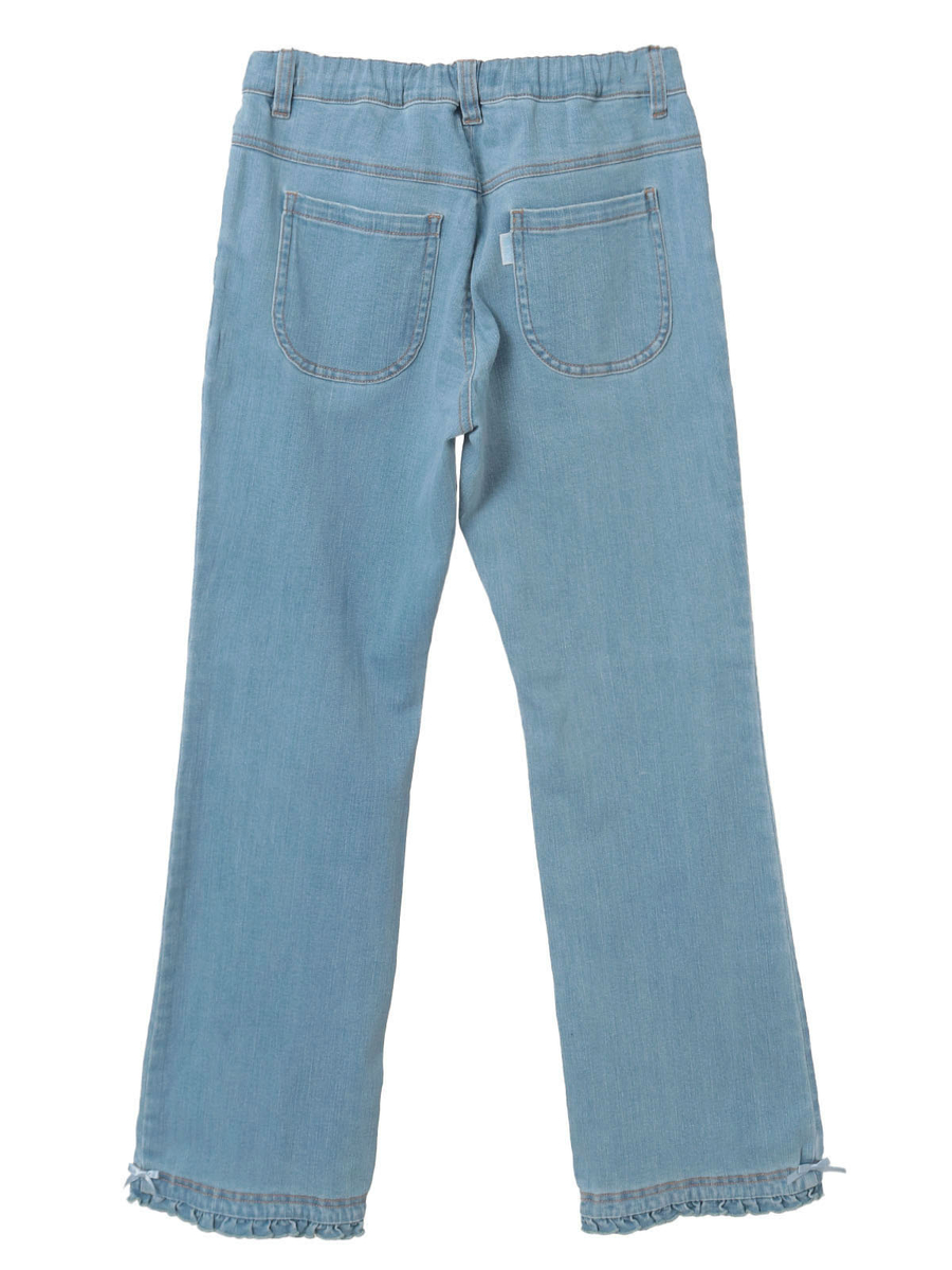 裾フリル使いストレッチデニムパンツ 詳細画像 インディゴ 2