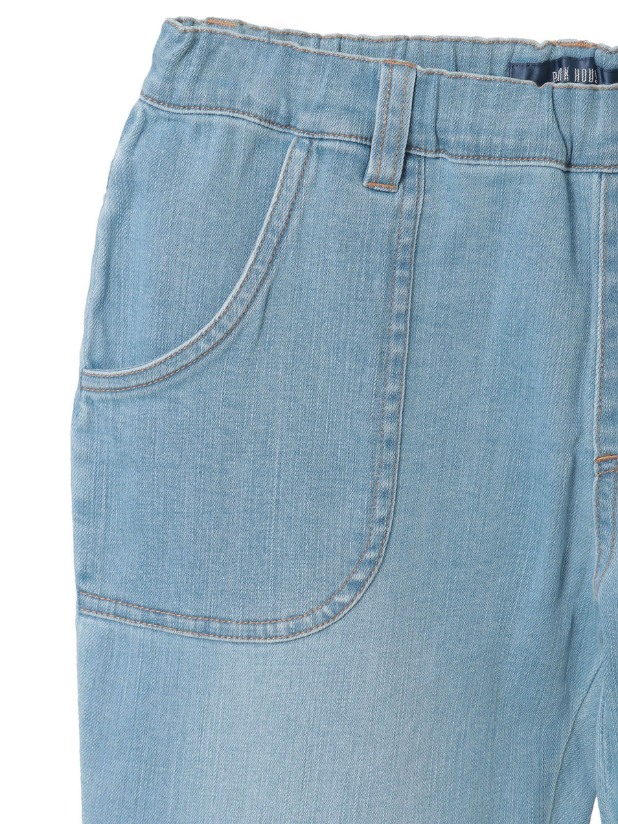 裾フリル使いストレッチデニムパンツ 詳細画像 インディゴ 4