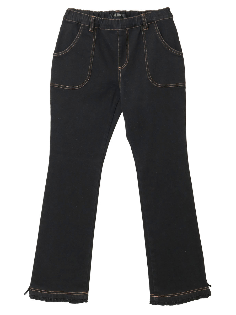 裾フリル使いストレッチデニムパンツ 詳細画像 クロ 1