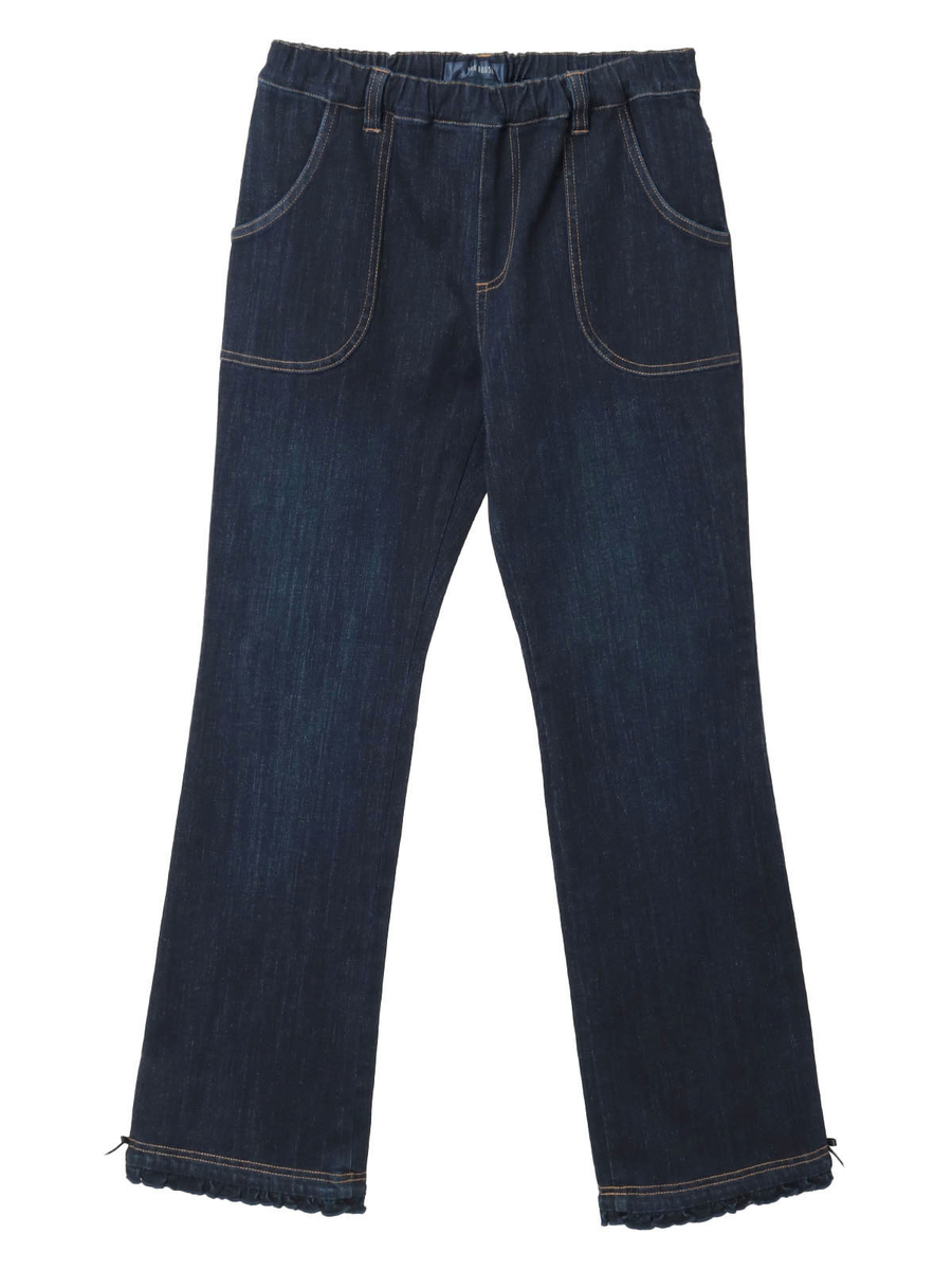 裾フリル使いストレッチデニムパンツ 詳細画像 インディゴ 1