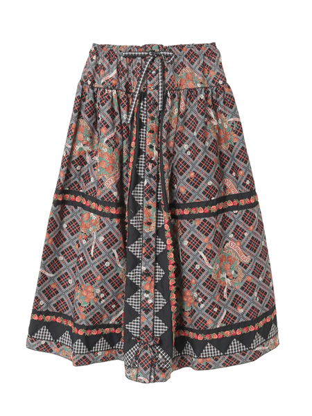 苺リースプリントスカート