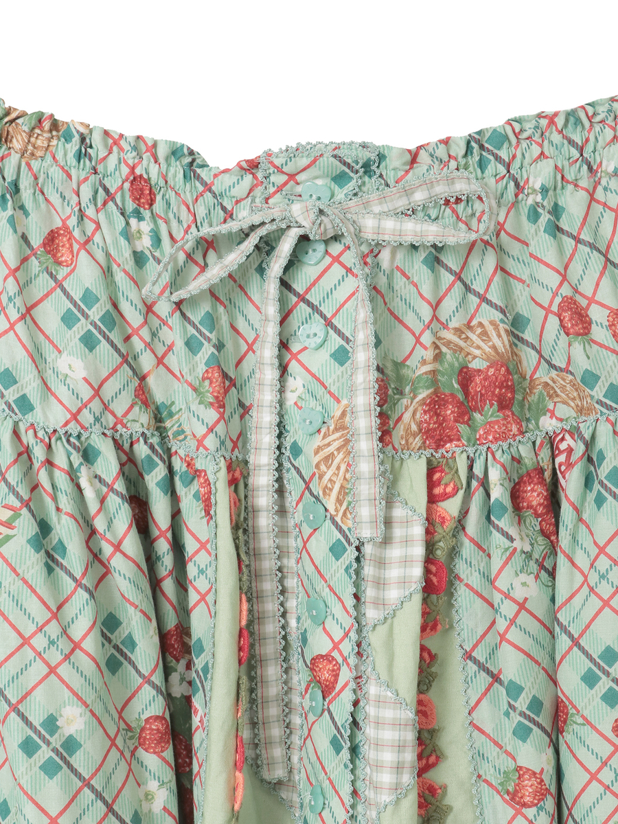 苺リースプリントスカート 詳細画像 クロ 4