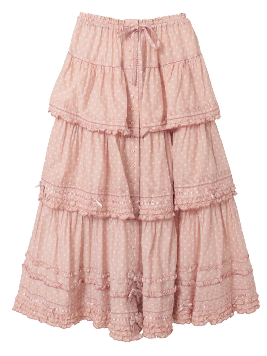 フリル使いロングスカート 詳細画像 ピンク&times;シロ 1