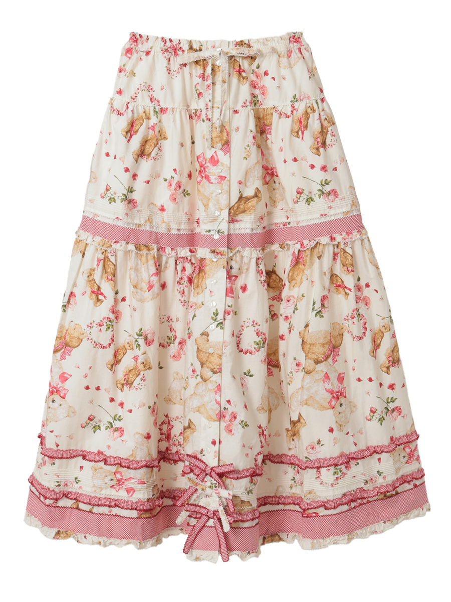 テディローズプリントスカート 詳細画像 バニラ 1