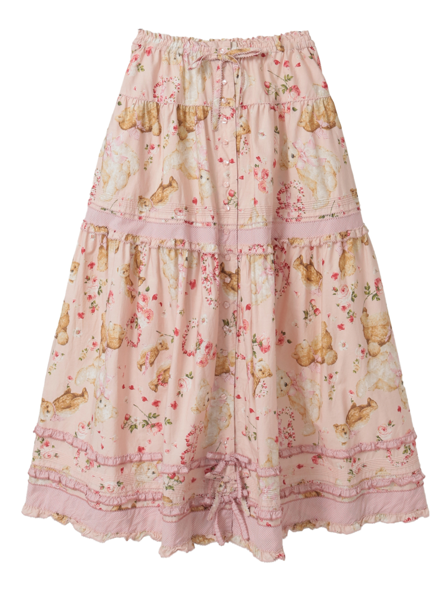 テディローズプリントスカート 詳細画像 苺ミルク 1