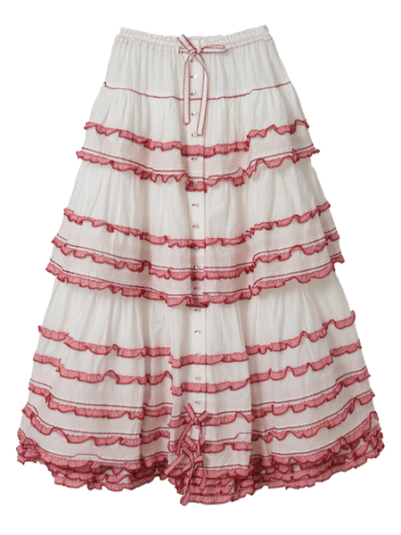 ギンガムフリル使いローンスカート