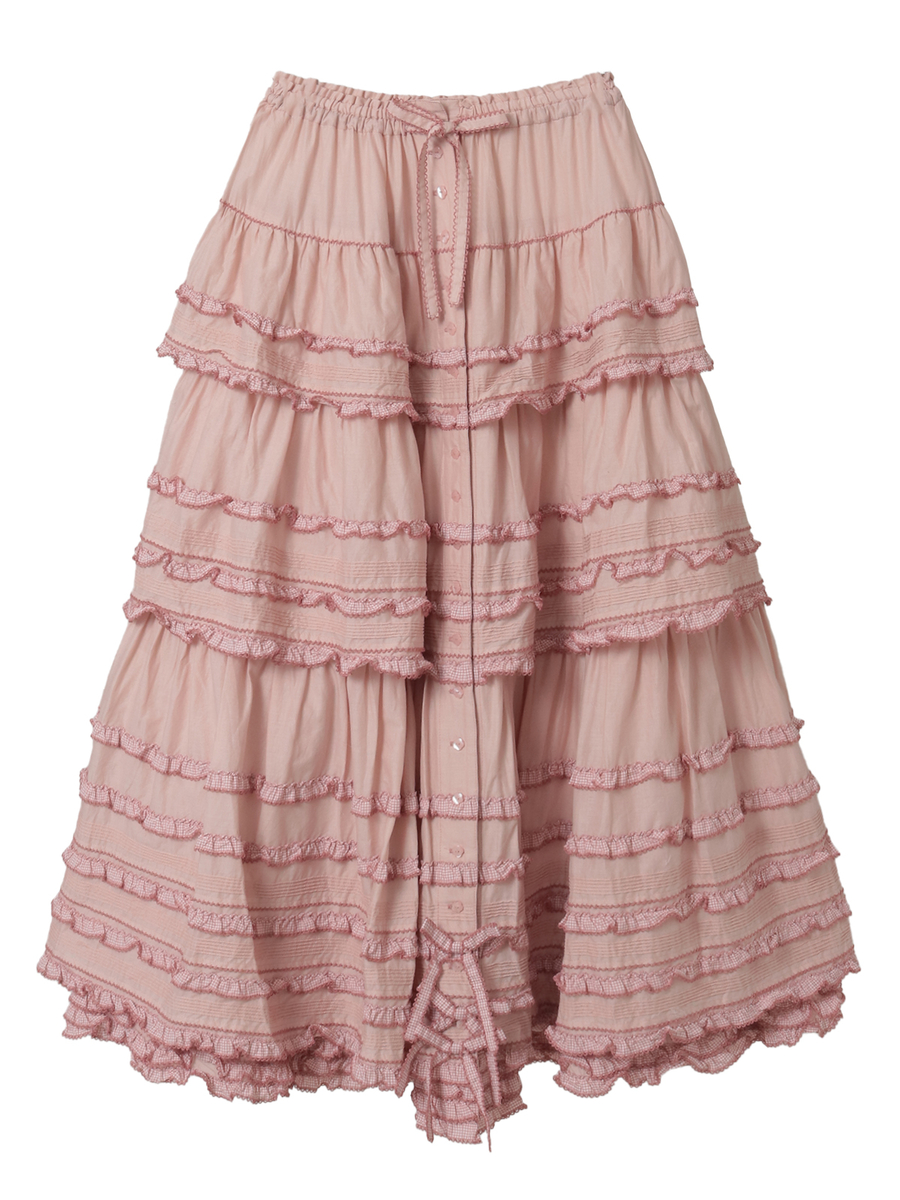 ギンガムフリル使いローンスカート 詳細画像 ピンク 1