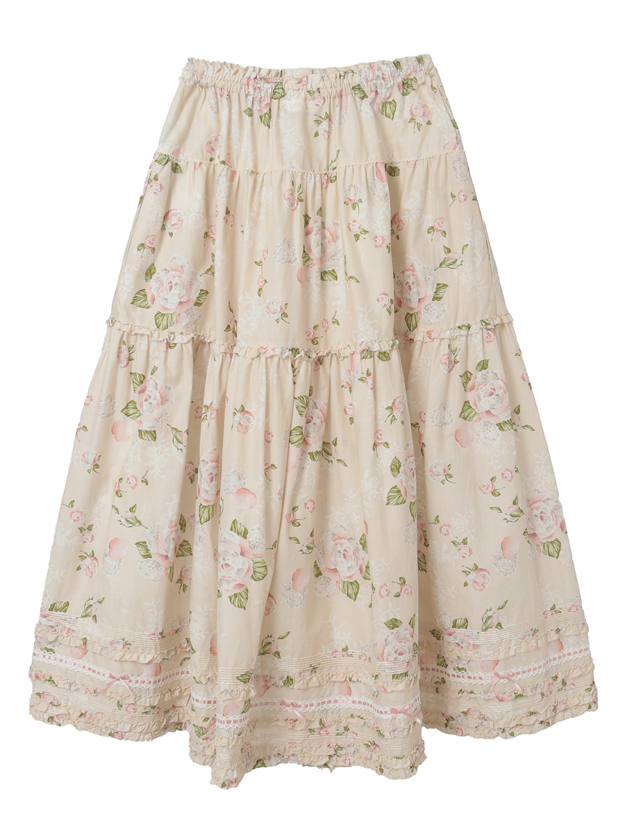 ポワン・ド・ローズプリントスカート 詳細画像 キナリ 2