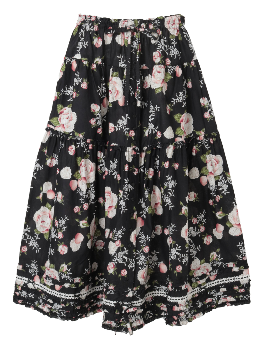 ポワン・ド・ローズプリントスカート 詳細画像 クロ 1