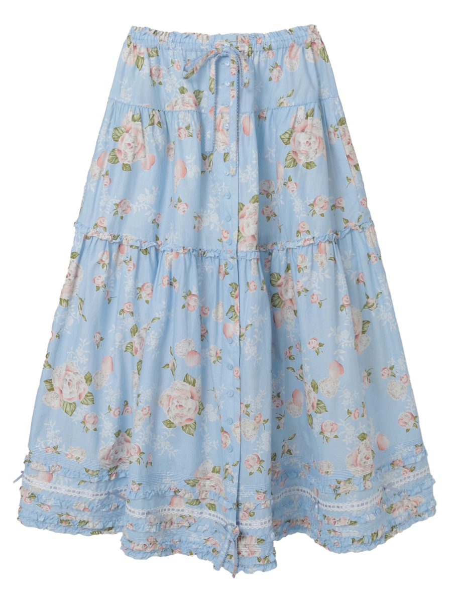 ポワン・ド・ローズプリントスカート 詳細画像 アクアマリン 1